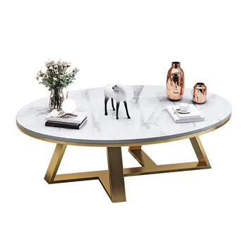 Легкая Роскошная столешница из каменной плиты, чайный столик, мебель для гостиной, Дугообразный дизайн, Эллипс, Заварочный чайник