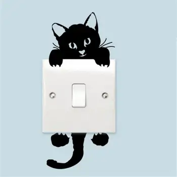 Забавные наклейки с переключателями для кошек и собак, мультяшные наклейки со светящимся переключателем, светящиеся в темноте, украшение для гостиной в спальне