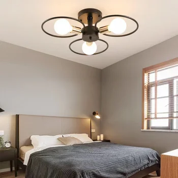 Черная люстра, лампы для спальни, лампа для гостиной, светодиодный потолочный светильник, креативный светодиодный потолочный светильник в скандинавском минималистичном стиле, ленточные светильники