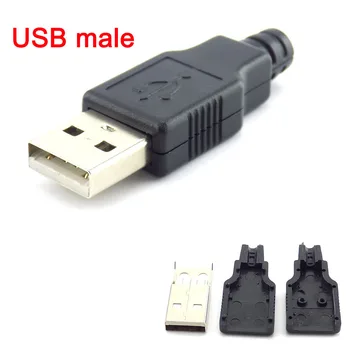 5 / 10шт 4-контактный Разъем USB 2.0 Типа A С разъемом-розеткой С черной пластиковой крышкой, разъем типа припоя 