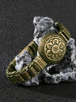 Чистая медь Guocho вращающиеся шестисложные пословицы цепочка для ручных часов мужская и женская буддийская Сутра вращающийся браслет медный твердый