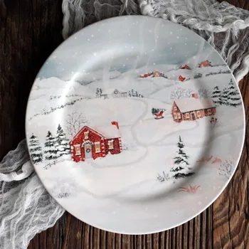 Рождественская тарелка с видом на Американский снег, Изысканная Рождественская тарелка с фруктовыми Дим-Самами, Декоративная тарелка для вечеринки, Бесплатная Доставка