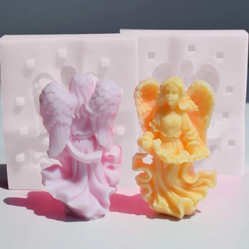 Букет 3D Крыло девушки Свеча Силиконовая форма Скульптура Ароматическая свеча-Форма из смолы