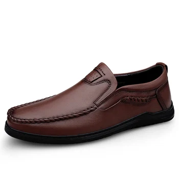 Высококачественная Кожаная мужская обувь, Дышащая Комфортная Мужская повседневная обувь, Роскошные мужские лоферы, Мокасины, Мужская повседневная обувь для вождения в стиле ретро