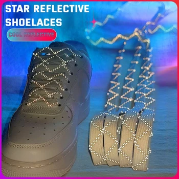 Красочные флуоресцентные шнурки для кроссовок Спортивные шнурки Светоотражающие Плоские шнурки для кроссовок Шнурки для взрослых и детей Шнурки для обуви