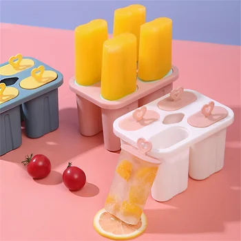 Форма для мороженого 4 Набора форм для мороженого Popsicle Форма для мороженого Popsicle Лоток для льда Diy Мороженое многоразового использования с палочкой Kawaii Кухонный инструмент